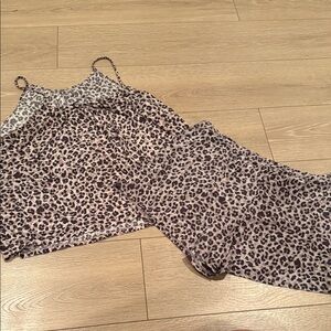 Alfani Leopard Print Pajama Set - Black and Cream